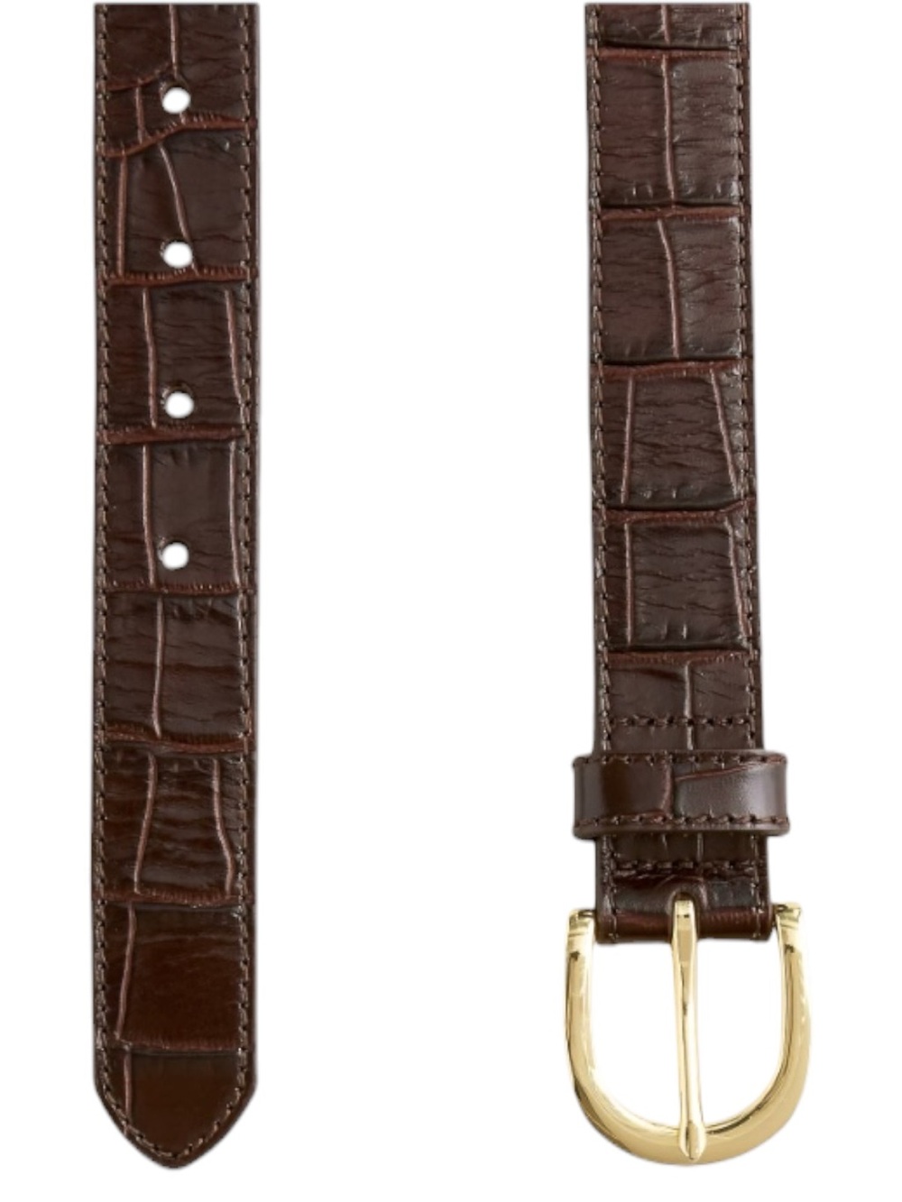 J. Crew Classic Espresso Italian leather women’s croc-embossed belt NWT | Large - Picture 2 of 16